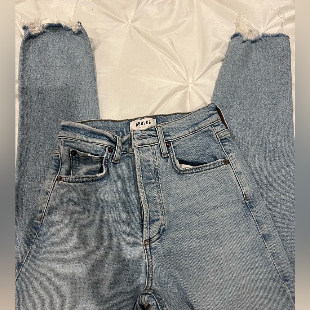 AGOLDE Riley Crop Blue High Rise Jeans Size 23 - Picture 4 of 9